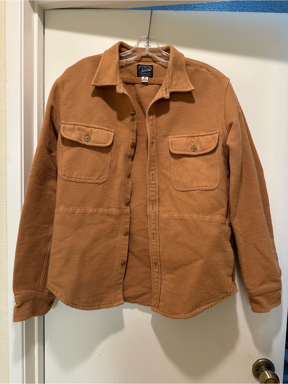 J. Crew Men's Tan Camel Heavyweight Button-Up Shacket Shirt Size Medium